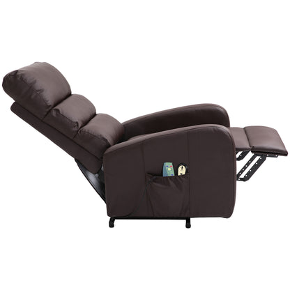 Power Massage Lift Recliner Chair with Heat & Vibration for Elderly, Heavy Duty and Safety Motion Reclining Mechanism, 2 Side Pockets , Remote control, Faux