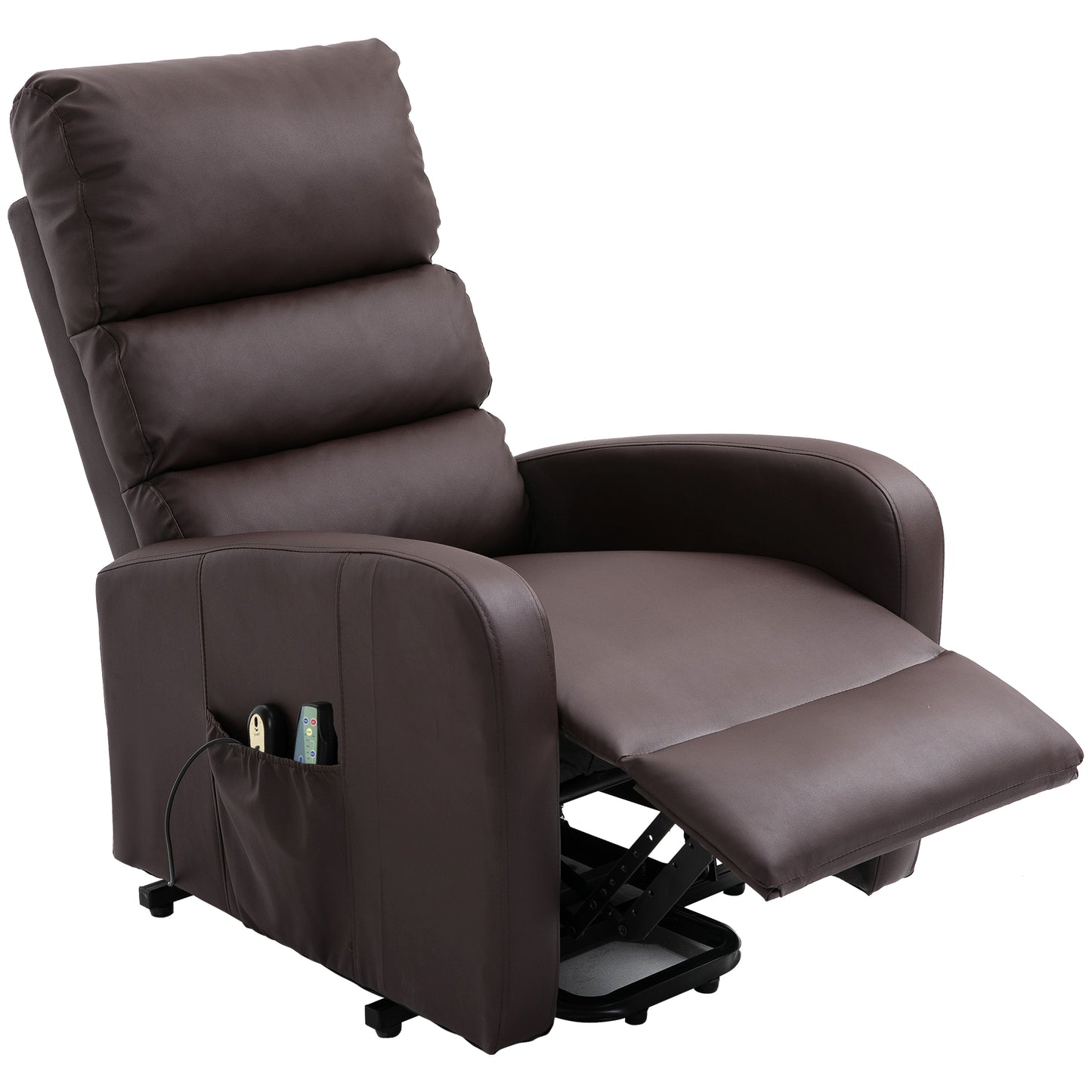 Power Massage Lift Recliner Chair with Heat & Vibration for Elderly, Heavy Duty and Safety Motion Reclining Mechanism, 2 Side Pockets , Remote control, Faux