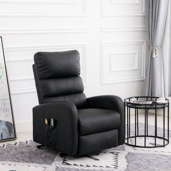 Power Massage Lift Recliner Chair with Heat & Vibration for Elderly, Heavy Duty and Safety Motion Reclining Mechanism, 2 Side Pockets , Remote control, Faux Leather