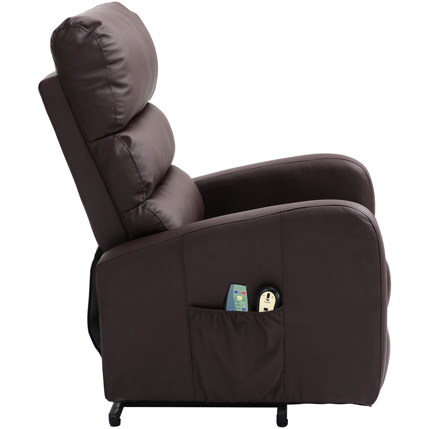 Power Massage Lift Recliner Chair with Heat & Vibration for Elderly, Heavy Duty and Safety Motion Reclining Mechanism, 2 Side Pockets , Remote control, Faux
