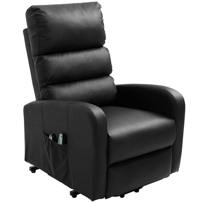 Power Massage Lift Recliner Chair with Heat & Vibration for Elderly, Heavy Duty and Safety Motion Reclining Mechanism, 2 Side Pockets , Remote control, Faux Leather