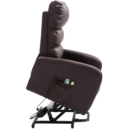 Power Massage Lift Recliner Chair with Heat & Vibration for Elderly, Heavy Duty and Safety Motion Reclining Mechanism, 2 Side Pockets , Remote control, Faux
