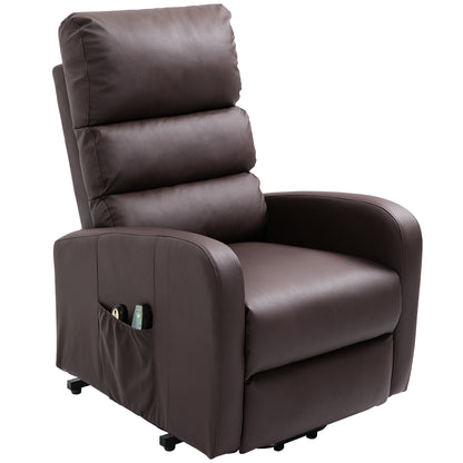 Power Massage Lift Recliner Chair with Heat & Vibration for Elderly, Heavy Duty and Safety Motion Reclining Mechanism, 2 Side Pockets , Remote control, Faux