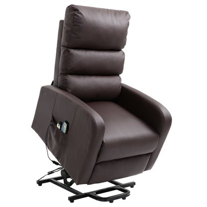 Power Massage Lift Recliner Chair with Heat & Vibration for Elderly, Heavy Duty and Safety Motion Reclining Mechanism, 2 Side Pockets , Remote control, Faux