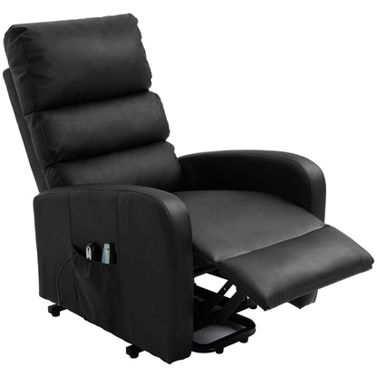 Power Massage Lift Recliner Chair with Heat & Vibration for Elderly, Heavy Duty and Safety Motion Reclining Mechanism, 2 Side Pockets , Remote control, Faux Leather