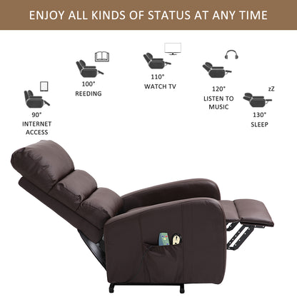 Power Massage Lift Recliner Chair with Heat & Vibration for Elderly, Heavy Duty and Safety Motion Reclining Mechanism, 2 Side Pockets , Remote control, Faux