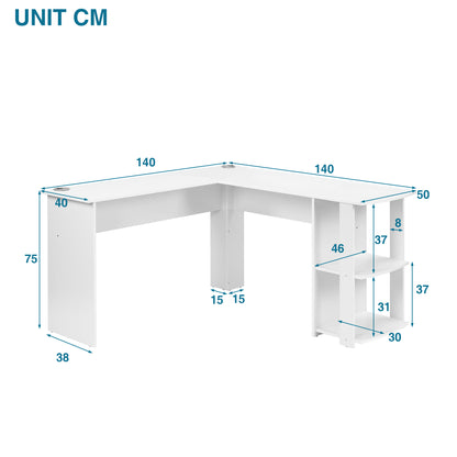 Corner Desk Office Desk for Home L-Shaped Desk Gaming Desk Large Computer Desk PC Laptop Study Gaming Table Workstation for Home Office, Easy to Assemble (White)