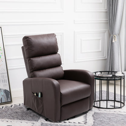 Power Massage Lift Recliner Chair with Heat & Vibration for Elderly, Heavy Duty and Safety Motion Reclining Mechanism, 2 Side Pockets , Remote control, Faux
