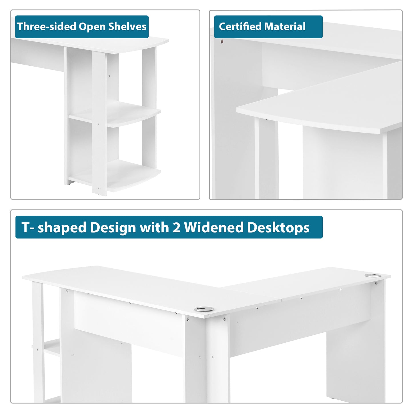 Corner Desk Office Desk for Home L-Shaped Desk Gaming Desk Large Computer Desk PC Laptop Study Gaming Table Workstation for Home Office, Easy to Assemble (White)
