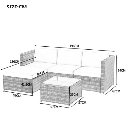 Garden Corner Sofa Rattan Corner Sofa Garden Furniture Patio Set Garden Entertaining Set Garden Rattan Furniture Lounge Set (Brown)