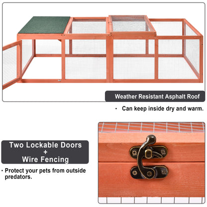 Outdoor Bunny Rabbit Hutch Tortoise House Outdoor Tortoises Enclosure Chicken Coop Duck House Guinea Pig Cage for Small Animals with Run Spacious Wooden Chicken Coop Bunny Rabbit Hutch Pet Hutch