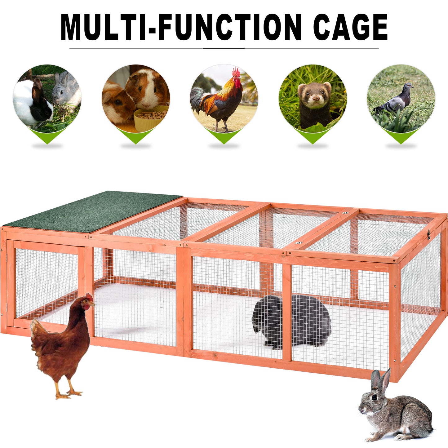 Outdoor Bunny Rabbit Hutch Tortoise House Outdoor Tortoises Enclosure Chicken Coop Duck House Guinea Pig Cage for Small Animals with Run Spacious Wooden Chicken Coop Bunny Rabbit Hutch Pet Hutch