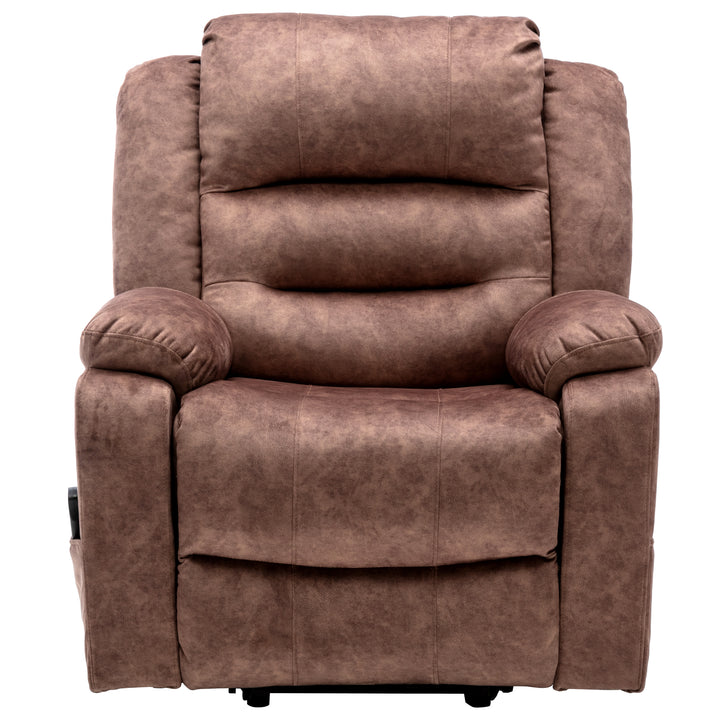 Electric Power Lift Recliner Chair Sofa with Massage and Heat for Elderly 2 Side Pockets USB Ports Single Recliner Chairs for Living Room Overstuffed Breathable Fabric Reclining
