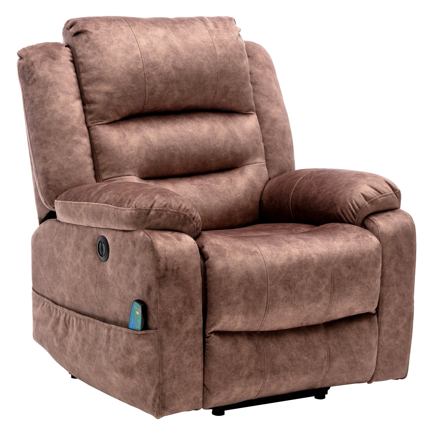 Electric Power Lift Recliner Chair Sofa with Massage and Heat for Elderly 2 Side Pockets USB Ports Single Recliner Chairs for Living Room Overstuffed Breathable Fabric Reclining