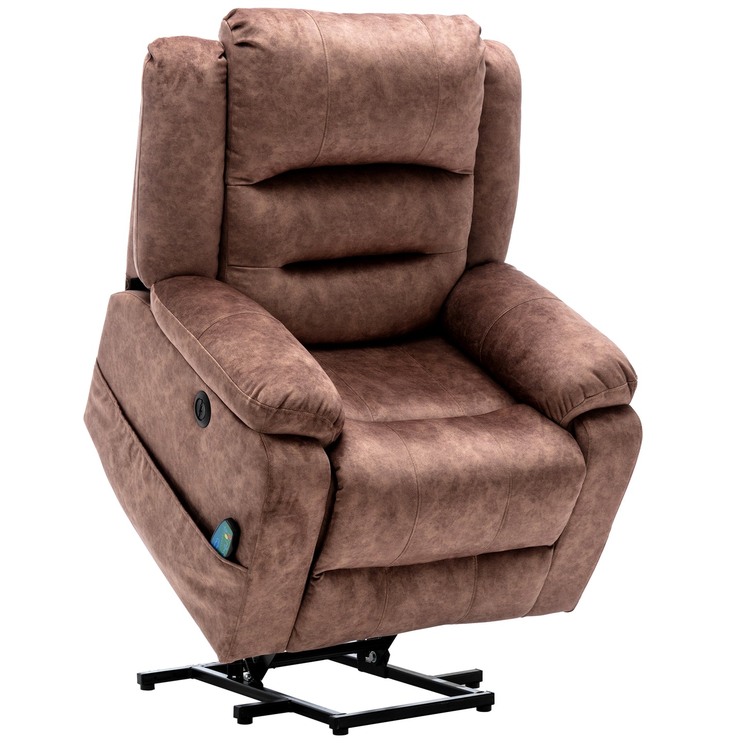 Electric Power Lift Recliner Chair Sofa with Massage and Heat for Elderly 2 Side Pockets USB Ports Single Recliner Chairs for Living Room Overstuffed Breathable Fabric Reclining