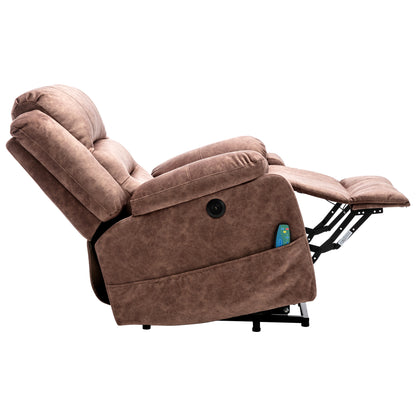 Electric Power Lift Recliner Chair Sofa with Massage and Heat for Elderly 2 Side Pockets USB Ports Single Recliner Chairs for Living Room Overstuffed Breathable Fabric Reclining
