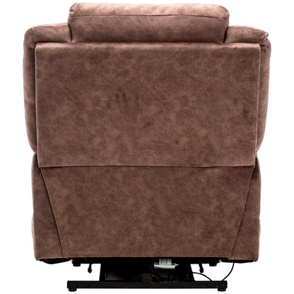 Electric Power Lift Recliner Chair Sofa with Massage and Heat for Elderly 2 Side Pockets USB Ports Single Recliner Chairs for Living Room Overstuffed Breathable Fabric Reclining