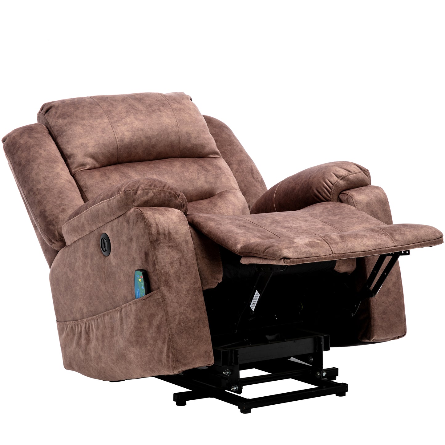 Electric Power Lift Recliner Chair Sofa with Massage and Heat for Elderly 2 Side Pockets USB Ports Single Recliner Chairs for Living Room Overstuffed Breathable Fabric Reclining