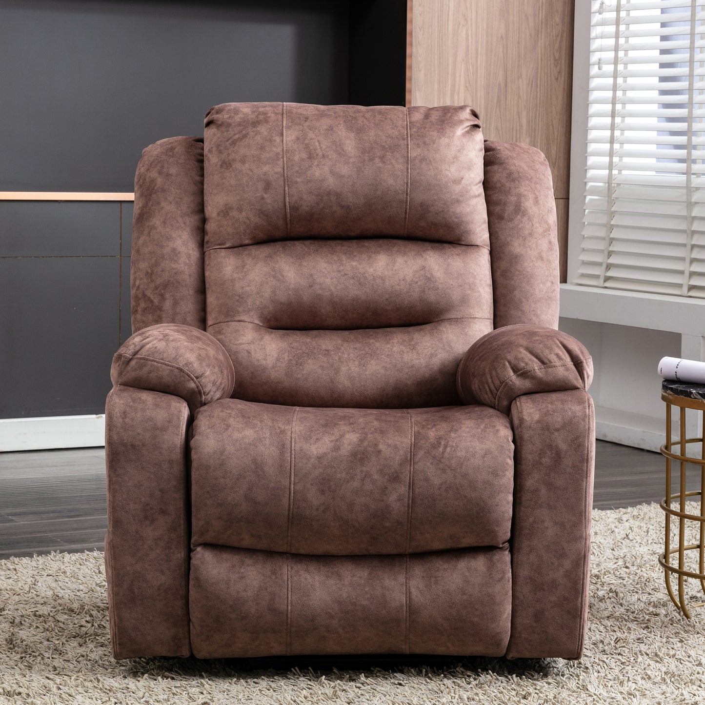 Electric Power Lift Recliner Chair Sofa with Massage and Heat for Elderly 2 Side Pockets USB Ports Single Recliner Chairs for Living Room Overstuffed Breathable Fabric Reclining