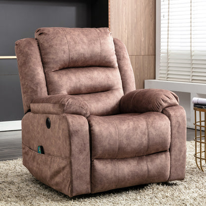 Electric Power Lift Recliner Chair Sofa with Massage and Heat for Elderly 2 Side Pockets USB Ports Single Recliner Chairs for Living Room Overstuffed Breathable Fabric Reclining