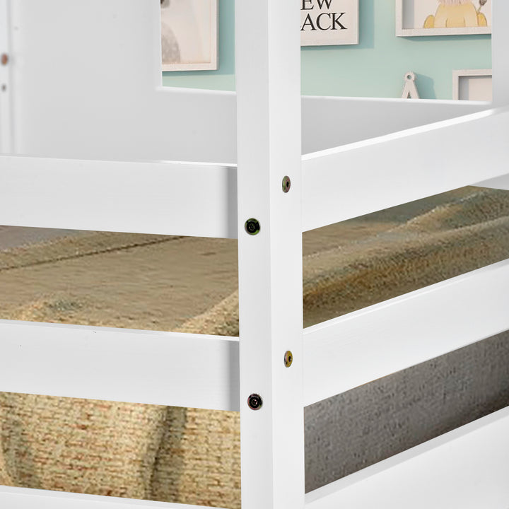 3FT Treehouse Bunk bed, Cabin Bed Frame, Mid-Sleeper with Treehouse Canopy & Ladder (white)