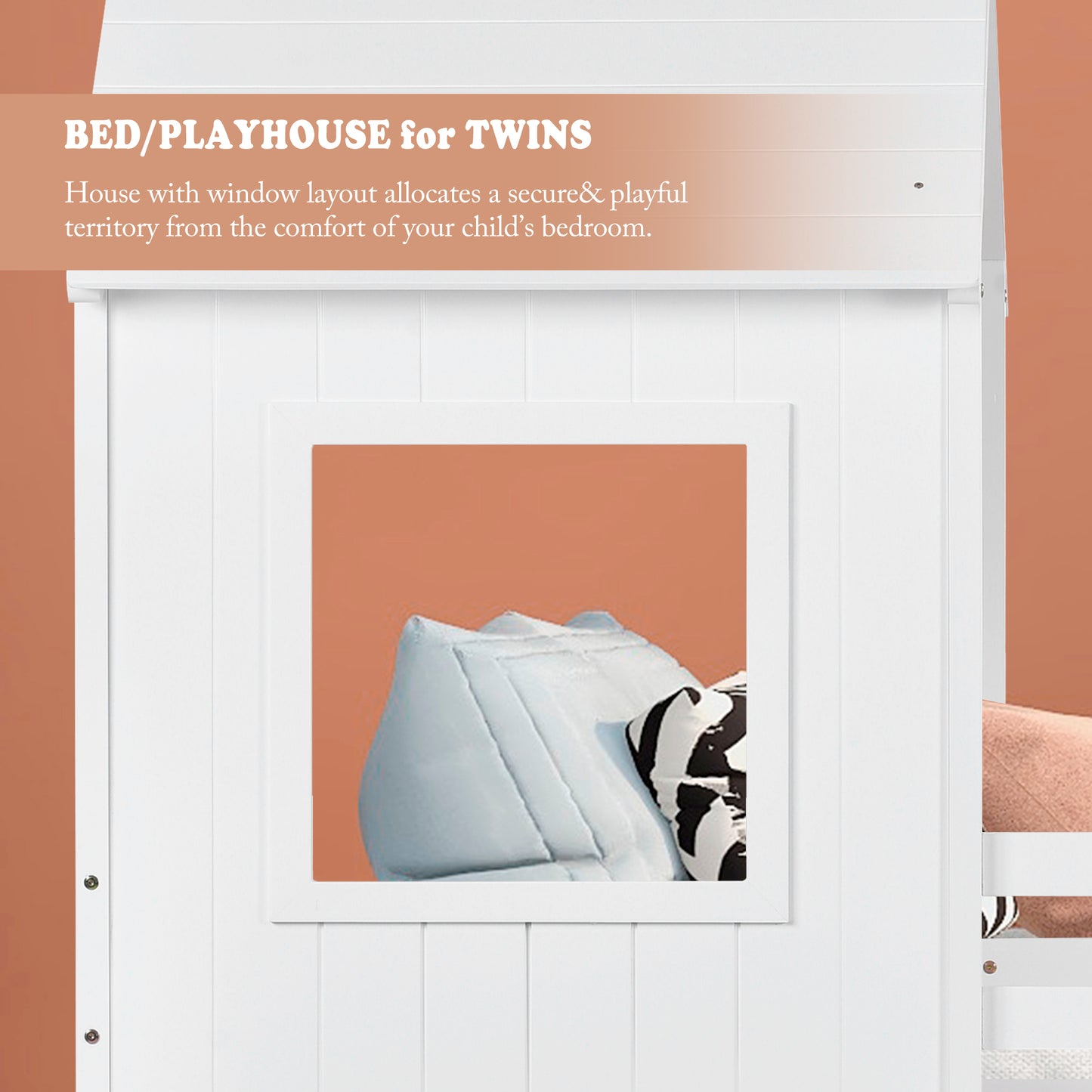 3FT Treehouse Bunk bed, Cabin Bed Frame, Mid-Sleeper with Treehouse Canopy & Ladder (white)