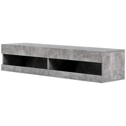 TV Stand with LED Lights, Floating Entertainment Center Media Console, Wall Mounted High Gloss Modern Storage Shelf