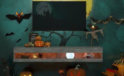 TV Stand with LED Lights, Floating Entertainment Center Media Console, Wall Mounted High Gloss Modern Storage Shelf