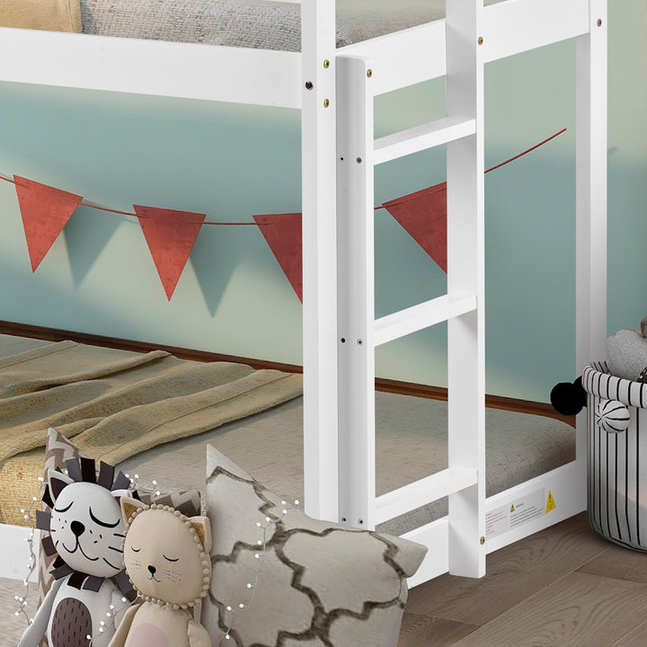 3FT Treehouse Bunk bed, Cabin Bed Frame, Mid-Sleeper with Treehouse Canopy & Ladder (white)