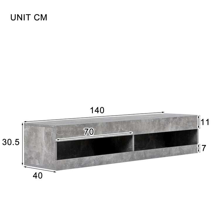 TV Stand with LED Lights, Floating Entertainment Center Media Console, Wall Mounted High Gloss Modern Storage Shelf