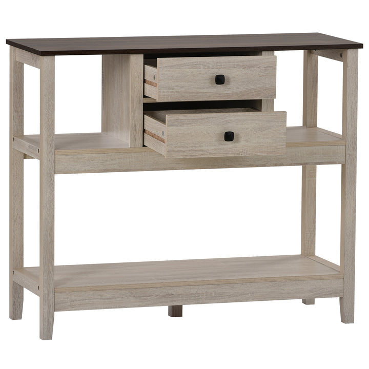2 drawers Sideboard, Kitchen Buffet, Cupboard Storage Cabinet, natural, 106*40*90 cm