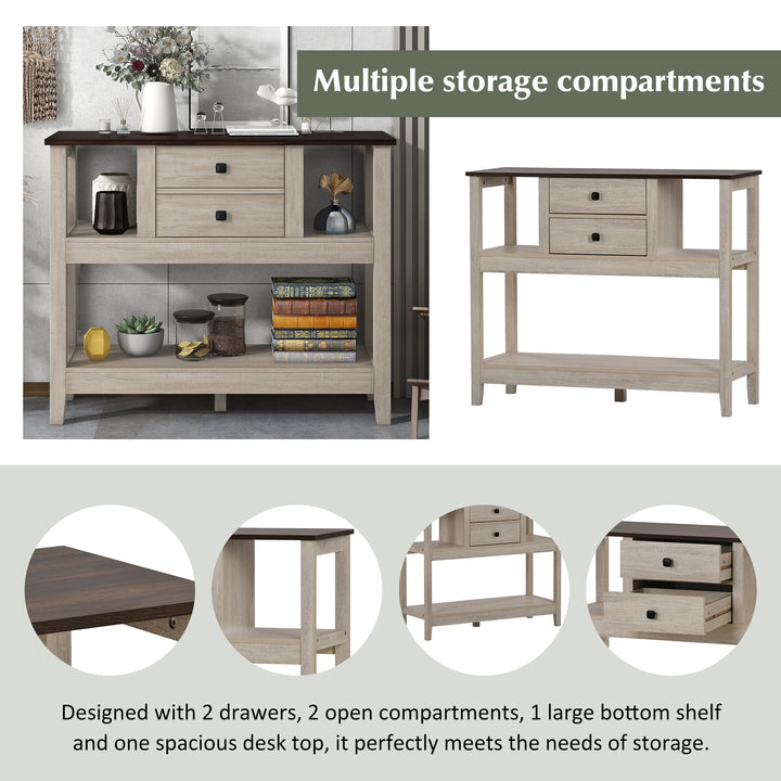 2 drawers Sideboard, Kitchen Buffet, Cupboard Storage Cabinet, natural, 106*40*90 cm