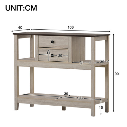 2 drawers Sideboard, Kitchen Buffet, Cupboard Storage Cabinet, natural, 106*40*90 cm
