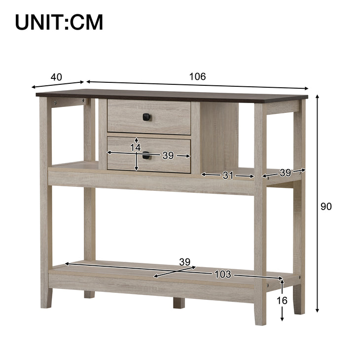 2 drawers Sideboard, Kitchen Buffet, Cupboard Storage Cabinet, natural, 106*40*90 cm