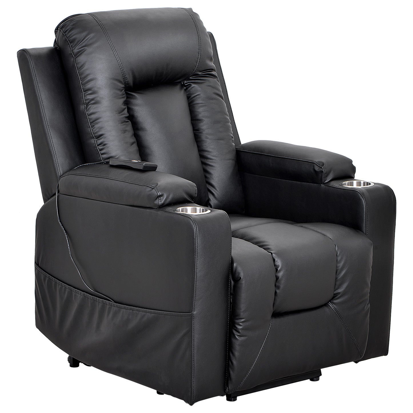 Electric Power Lift Recliner Chair Sofa for Elderly, 3 Positions, Side Pockets and 2 Cup Holders, Remote control, Faux Leather