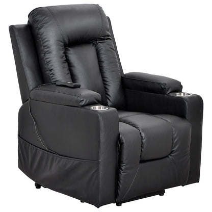 Electric Power Lift Recliner Chair Sofa for Elderly, 3 Positions, Side Pockets and 2 Cup Holders, Remote control, Faux Leather
