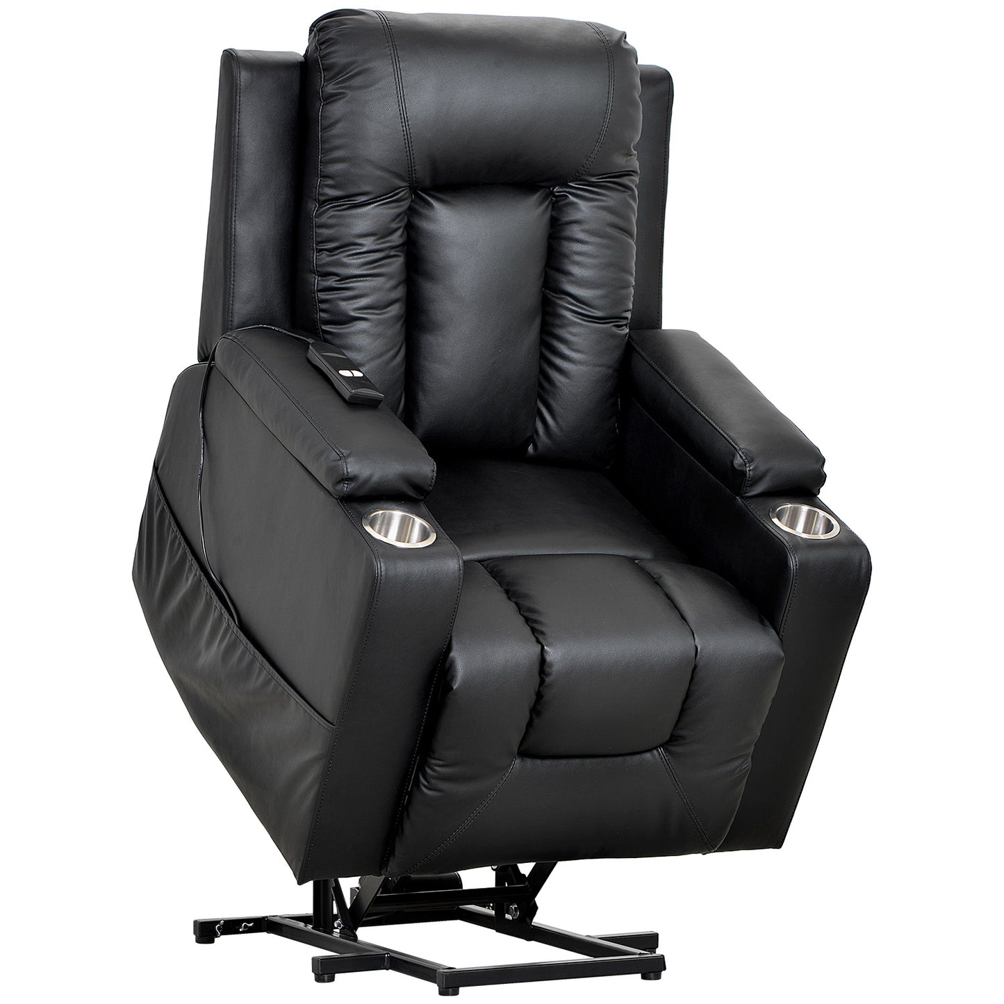 Electric Power Lift Recliner Chair Sofa for Elderly, 3 Positions, Side Pockets and 2 Cup Holders, Remote control, Faux Leather