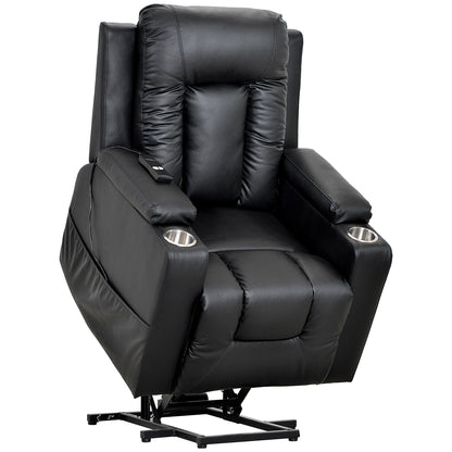 Electric Power Lift Recliner Chair Sofa for Elderly, 3 Positions, Side Pockets and 2 Cup Holders, Remote control, Faux Leather