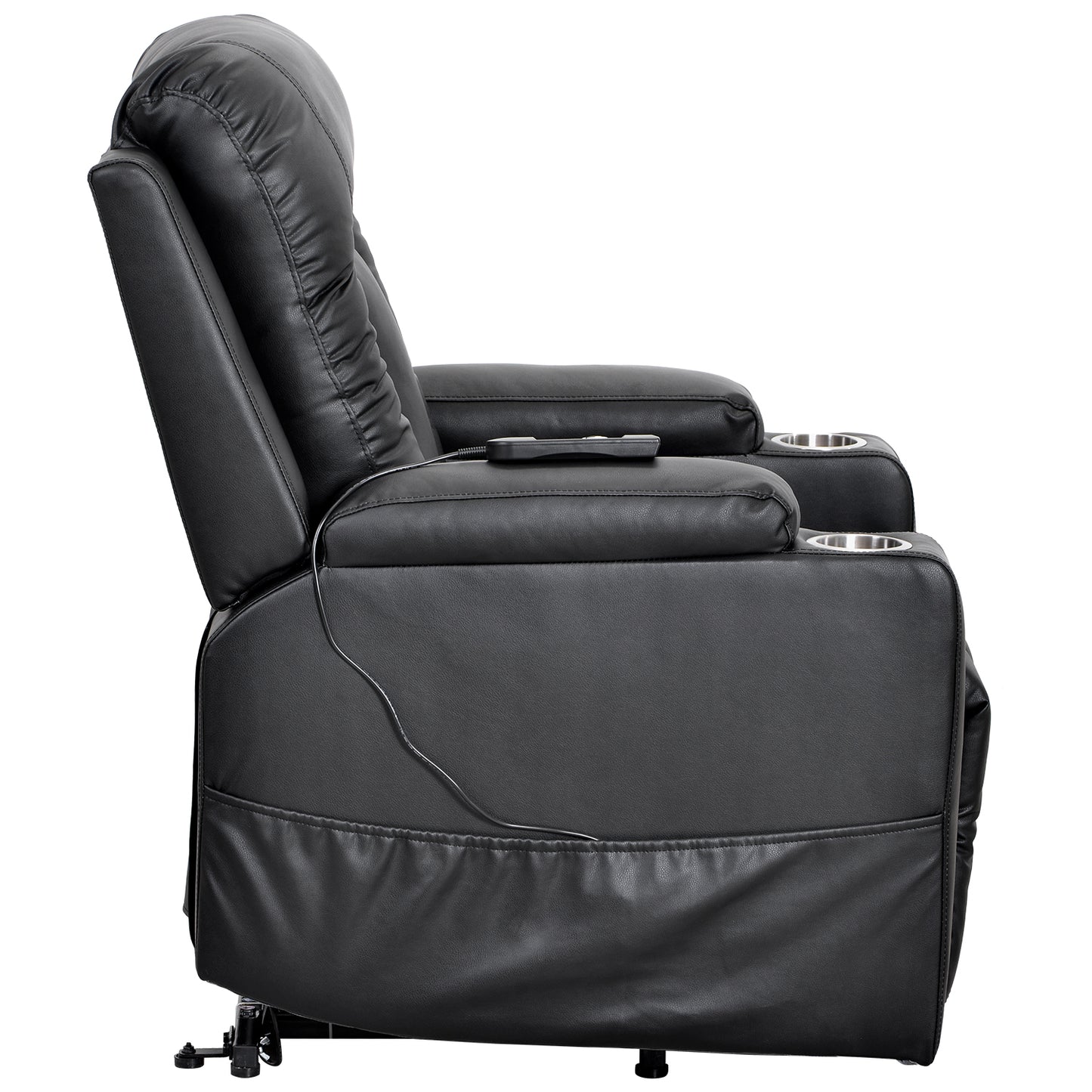 Electric Power Lift Recliner Chair Sofa for Elderly, 3 Positions, Side Pockets and 2 Cup Holders, Remote control, Faux Leather