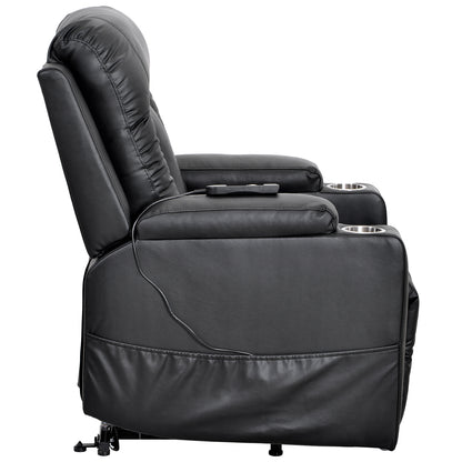 Electric Power Lift Recliner Chair Sofa for Elderly, 3 Positions, Side Pockets and 2 Cup Holders, Remote control, Faux Leather