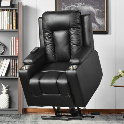 Electric Power Lift Recliner Chair Sofa for Elderly, 3 Positions, Side Pockets and 2 Cup Holders, Remote control, Faux Leather