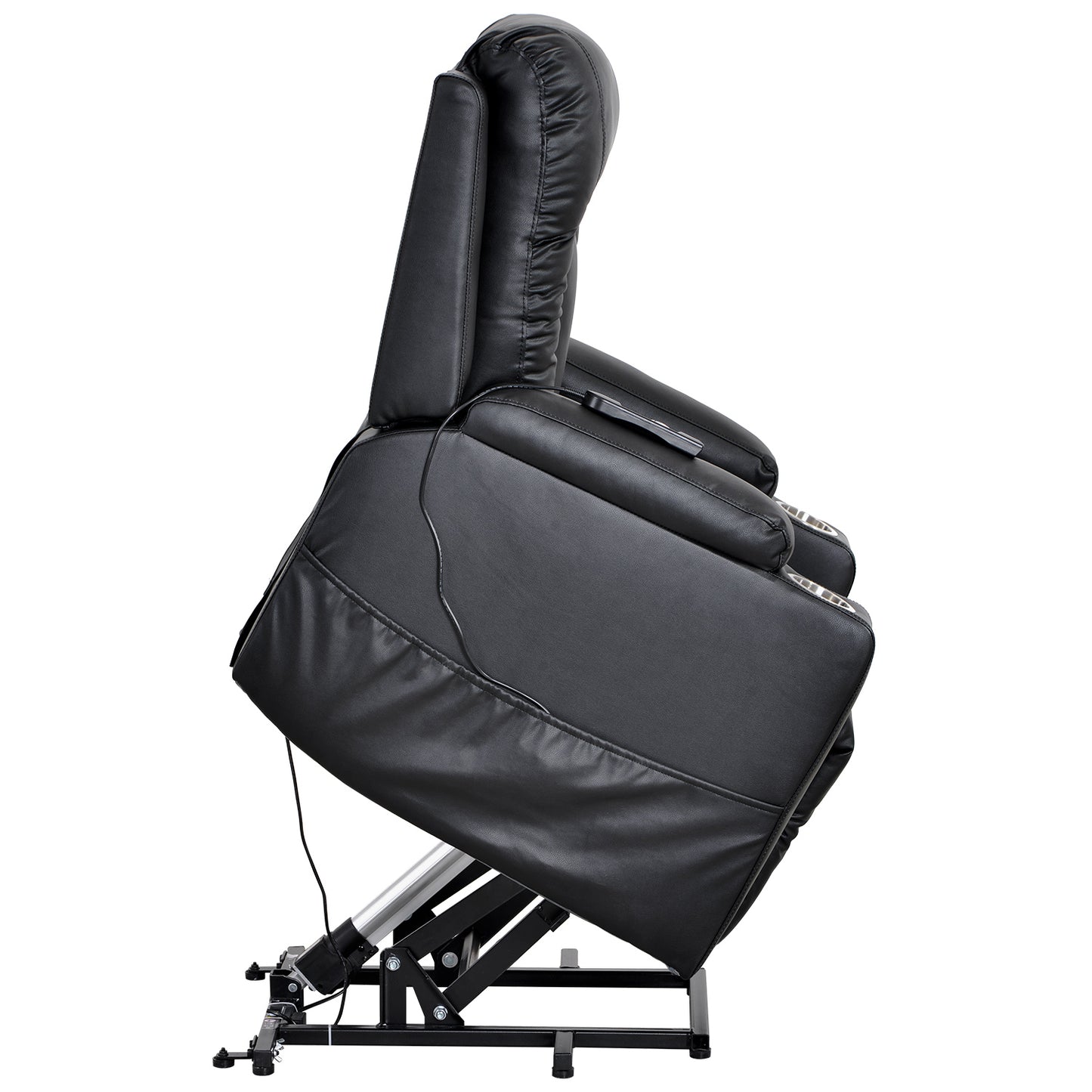 Electric Power Lift Recliner Chair Sofa for Elderly, 3 Positions, Side Pockets and 2 Cup Holders, Remote control, Faux Leather