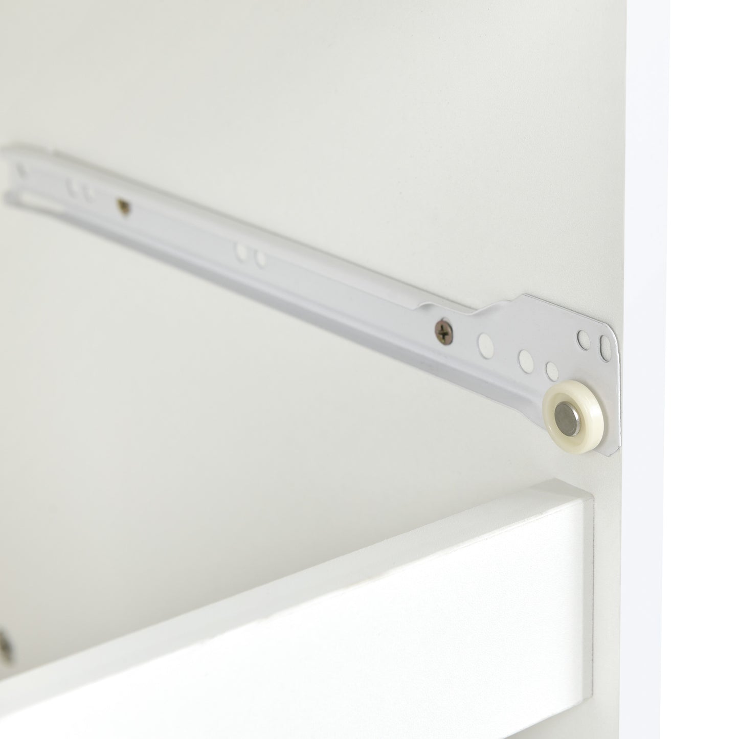 High Gloss Coffee Table, Modern Style MDF Furniture Coffee Table Chipboard Storage Table with LED and Drawer Light for Living Room (White)