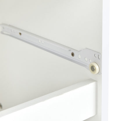 High Gloss Coffee Table, Modern Style MDF Furniture Coffee Table Chipboard Storage Table with LED and Drawer Light for Living Room (White)