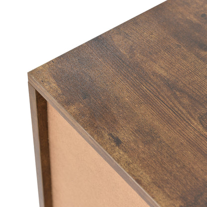 Coffee Table with Storage, Large Solid Wood Storage Table with 2 Cabinets and 5 Shelves, Rustic Cocktail Table with Storage Shelf, Wooden Central Table for Living Room