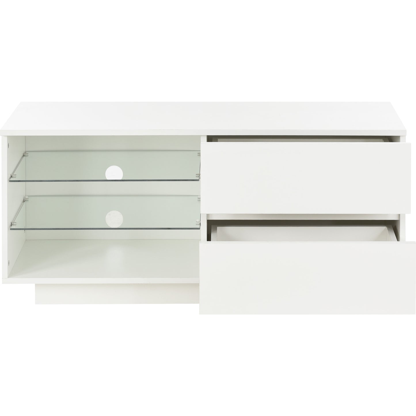 High Gloss Coffee Table, Modern Style MDF Furniture Coffee Table Chipboard Storage Table with LED and Drawer Light for Living Room (White)