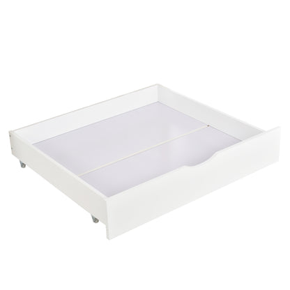 Wooden Single Cabin Bed, House Bed with Two Storage Drawers, Playhouse Bed with Roof for Children Girls and Boys, 190*90 in Natural and White, Easy Assembly