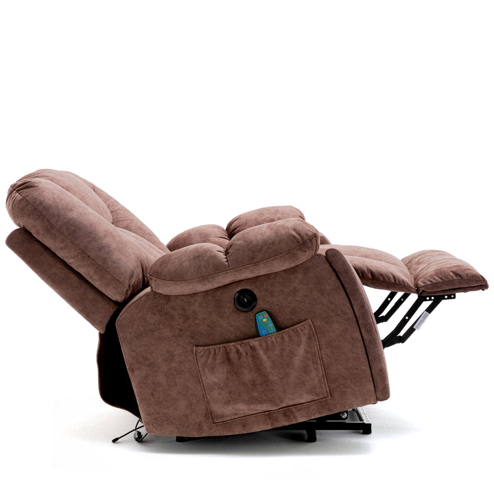 Power Massage Lift Recliner Chair with Heat & Vibration for Elderly, Heavy Duty and Safety Motion Reclining Mechanism - Antiskid Fabric Sofa Contempoary Overstuffed Design