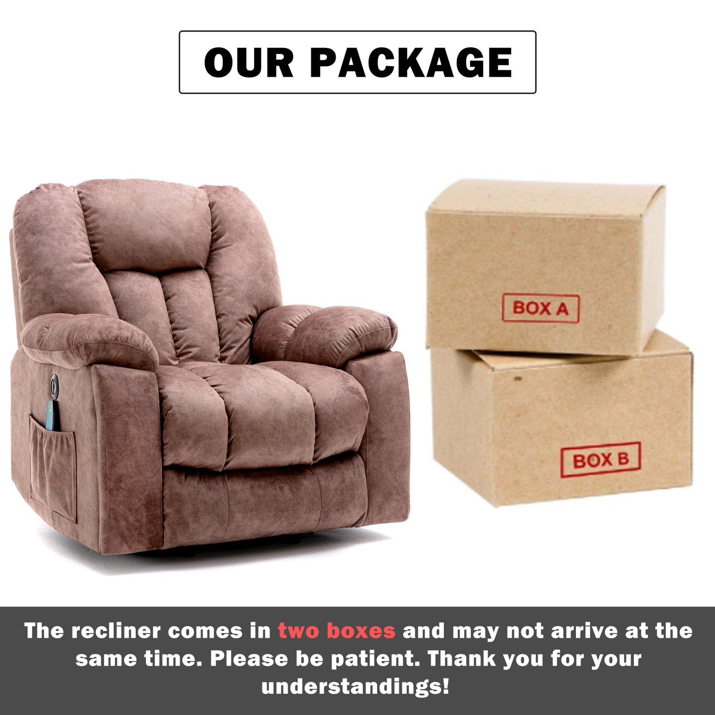 Power Massage Lift Recliner Chair with Heat & Vibration for Elderly, Heavy Duty and Safety Motion Reclining Mechanism - Antiskid Fabric Sofa Contempoary Overstuffed Design