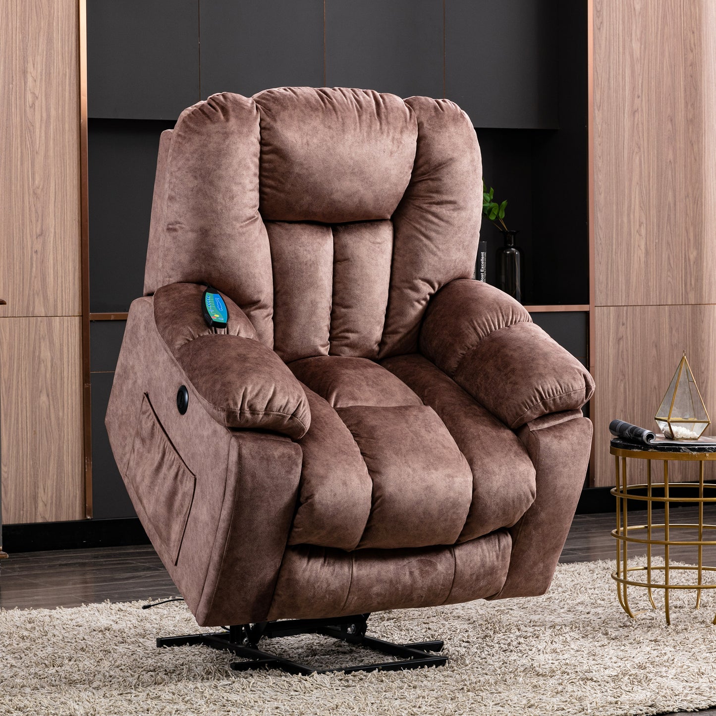 Power Massage Lift Recliner Chair with Heat & Vibration for Elderly, Heavy Duty and Safety Motion Reclining Mechanism - Antiskid Fabric Sofa Contempoary Overstuffed Design